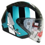 کلاه کاسکت بدون فک ال اس تو مدل OF600 طرح Copter Urbane رنگ مشکی فیروزه ای