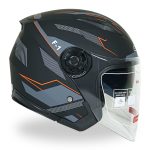 کلاه کاسکت بدون فک دی ای وان مدل ۴۰۲ رنگ طوسی نارنجی