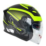 کلاه کاسکت بدون فک دی ای وان کد ۴۰۷ طرح میمون رنگ زرد فسفری