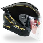 کلاه کاسکت بدون فک ردلاین مدل ۹۶۶ رنگ مشکی طلایی