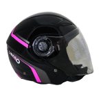 کلاه کاسکت بدون فک لیبرو رنگ مشکی براق – صورتی