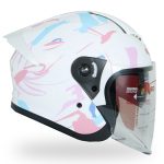 کلاه کاسکت بلوتوث دار بدون فک ردلاین مدل ۹۶۶ رنگ سفید صورتی