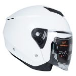 کلاه کاسکت بلوتوث دار بدون فک فلش مدل ۸۵۲ طرح سفید مات