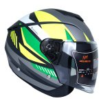 کلاه کاسکت بلوتوث دار بدون فک فلش مدل ۸۵۲ طرح طوسی سبز