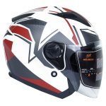 کلاه کاسکت بلوتوث دار بدون فک فلش مدل ۸۶۸ طرح قرمز سفید