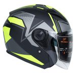 کلاه کاسکت بلوتوث دار بدون فک فلش مدل ۸۶۸ طرح طوسی سبز