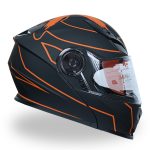 کلاه کاسکت بلوتوث دار فک متحرک ردلاین مدل ۹۳۹ رنگ نارنجی مشکی