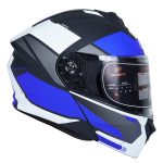 کلاه کاسکت بلوتوث دار فک متحرک فلش مدل 935V رنگ ابی سفید