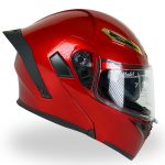 کلاه کاسکت بلوتوث دار فک متحرک کایک رنگ قرمز براق