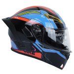 کلاه کاسکت بلوتوث دار فک متحرک کایک مدل Black Blue Mecha