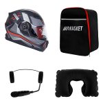 کلاه کاسکت ردلاین مدل ۹۳۵ رنگ Anthony مات به همراه هندزفری بلوتوثی و کیف حمل و پد گردن مجموعه ۴ عددی