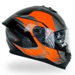 کلاه کاسکت فک ثابت راپیدو مدل ۹۶۷ طرح TRX رنگ نارنجی طوسی