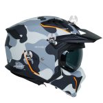 کلاه کاسکت فک جدا برند راپیدو ۸۹۰ مدل اسکورپین طرح چریکی طوسی