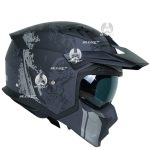 کلاه کاسکت فک جدا برند راپیدو ۸۹۰ مدل اسکورپین طرح مشکی نقره ای