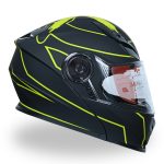 کلاه کاسکت فک متحرک ردلاین مدل ۹۳۹ ضربدری رنگ زرد مشکی