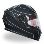 کلاه کاسکت فک متحرک ردلاین مدل ۹۳۹ ضربدری رنگ طوسی مشکی