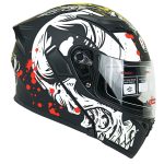 کلاه کاسکت فک متحرک Da1 مدل ۱۰۱ طرح اسکلت زرد