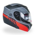 کلاه کاسکت فک متحرک DA1 مدل ۱۰۲ رنگ قرمز مشکی