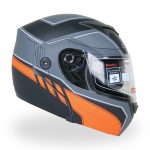 کلاه کاسکت فک متحرک DA1 مدل ۱۰۲ رنگ نارنجی مشکی