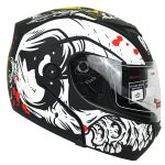 کلاه کاسکت فک متحرک Da1 مدل ۱۰۲ طرح اسکلت زرد