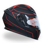 کلاه کاسکت فک محترک ردلاین مدل ۹۳۹ ضربدری رنگ قرمز مشکی