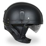 کلاه کاسکت نیمه چرم زنگن رنگ مشکی