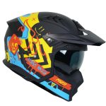 کلاه کاسکت فک جدا برند راپیدو 890 مدل اسکورپین رنگ مشکی زرد آبی طرح ام تی09